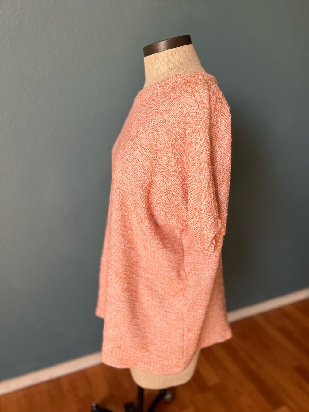 Zara Collection oversized Textured Coral Peach Knit Short Sleeve Sweater Top - Picture 7 of 7